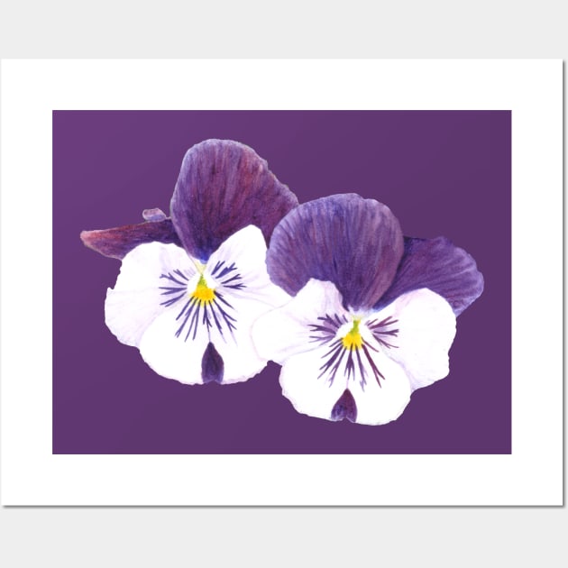 Purple and white pansies flowers Wall Art by Savousepate